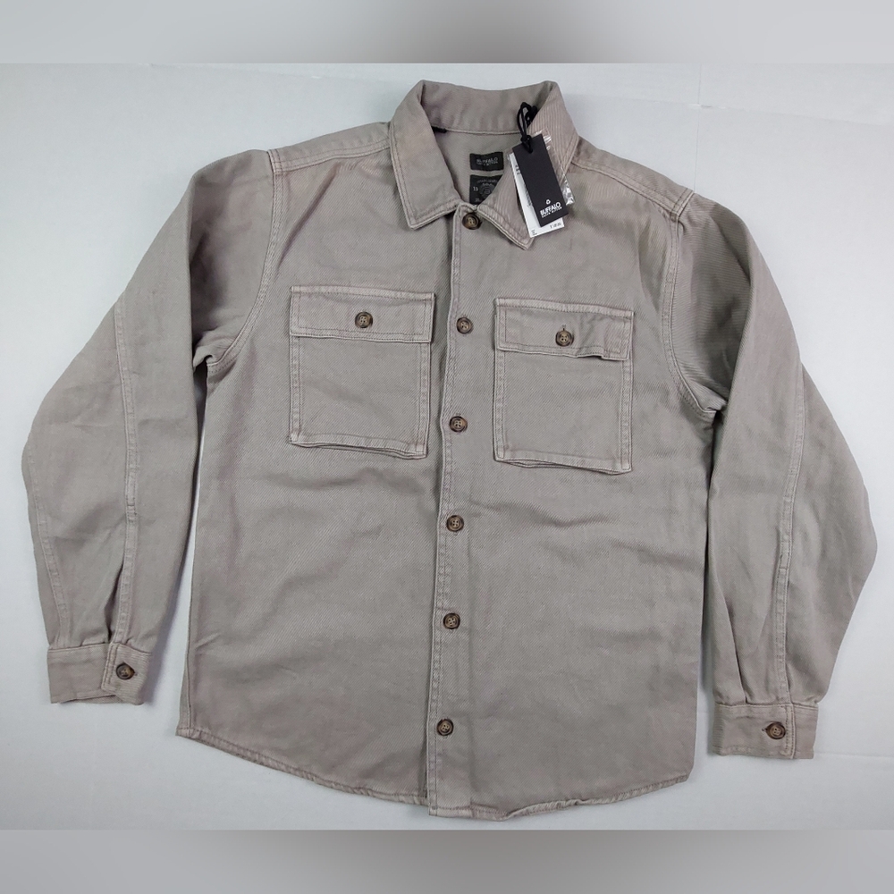 Buffalo David Bitton Jill Shirt Jacket Mens Medium Beige 100% Cotton NWT $109.00